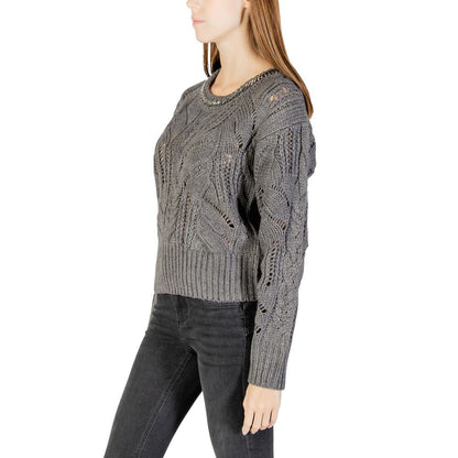 Sweatshirt by Liu Jo for women in marabou wool gray showcases a slouchy chic silhouette, artfully detailed with a slouchy chic and for a slouchy chic finish.
