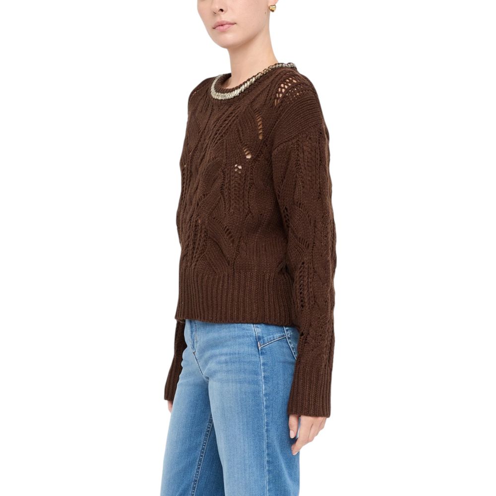 Sweatshirt by Liu Jo for women in marabou wool brown showcases a slouchy chic silhouette, artfully detailed with a slouchy chic and for a slouchy chic finish.