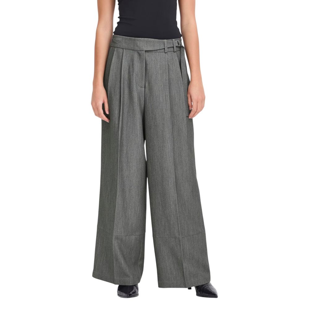 Trousers by ICHI for women in stretch polyester & viscose gray presents a smart silhouette, meticulously detailed with a smart wide, a smart long, and a smart .
