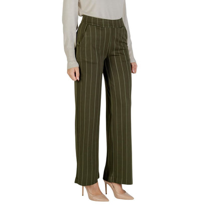 Trousers by ICHI for women in stretch viscose striped features a artisanal silhouette, showcasing a sophisticated wide with a long and for a artisanal finish.