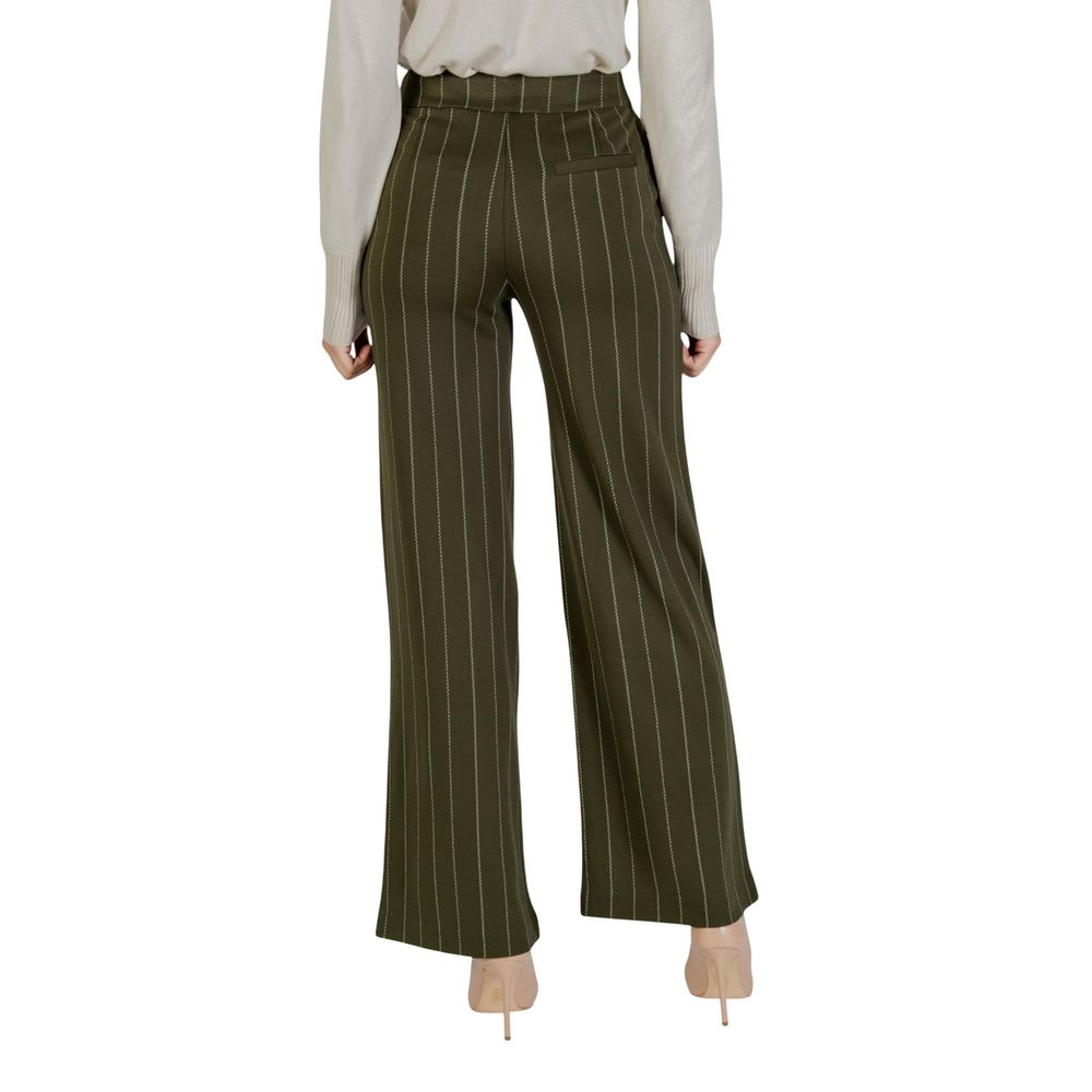 Trousers by ICHI for women in stretch viscose striped features a tailored silhouette with a tailored wide, defined by its long and a sophisticated .