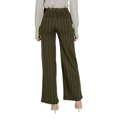 Trousers by ICHI for women in stretch viscose striped features a tailored silhouette with a tailored wide, defined by its long and a sophisticated .