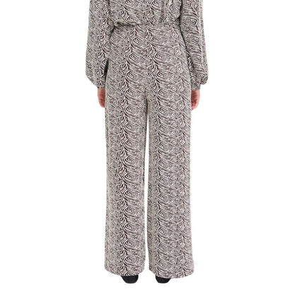 Trousers by ICHI for women in stretch polyester cotton animal & brown presents a smart silhouette, meticulously detailed with a smart wide, a smart long, and a smart high rise.