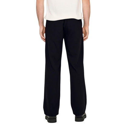 Only & Sons Men's Relaxed-Fit Regular-Fit Stretch Polyester Viscose Trousers - Black