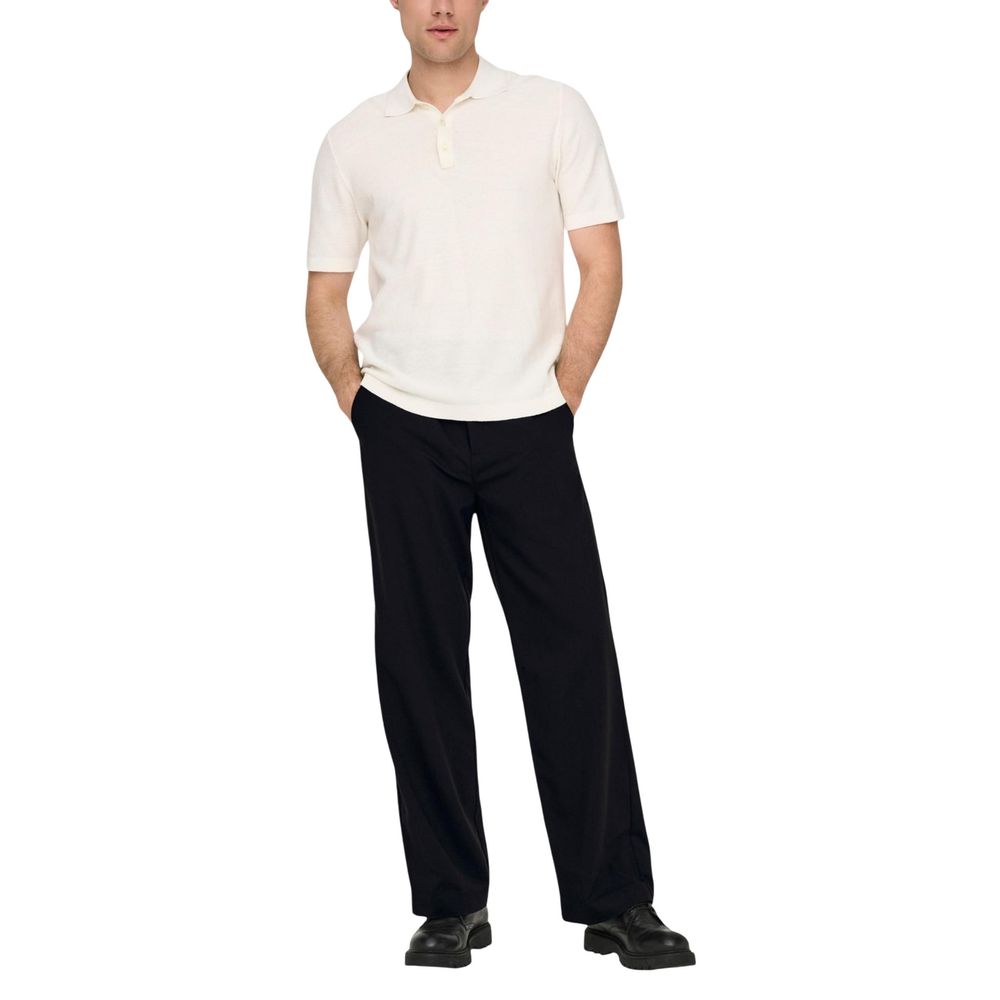 Only & Sons Men's Relaxed-Fit Regular-Fit Stretch Polyester Viscose Trousers - Black