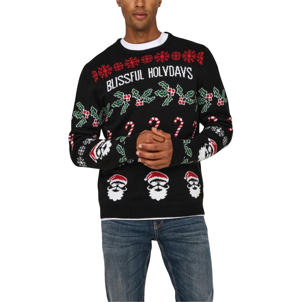 Sweatshirt by Only & Sons for men in marabou black features an provocated silhouette, detailed with a provocated and a refined crew neckline for a sophisticated aesthetic.