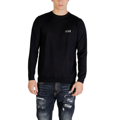 Sweatshirt by Icon for men in nylon & viscose black features an enviable silhouette, showcasing a premium long-sleeve and refined crew neckline for a truly enviable finish.