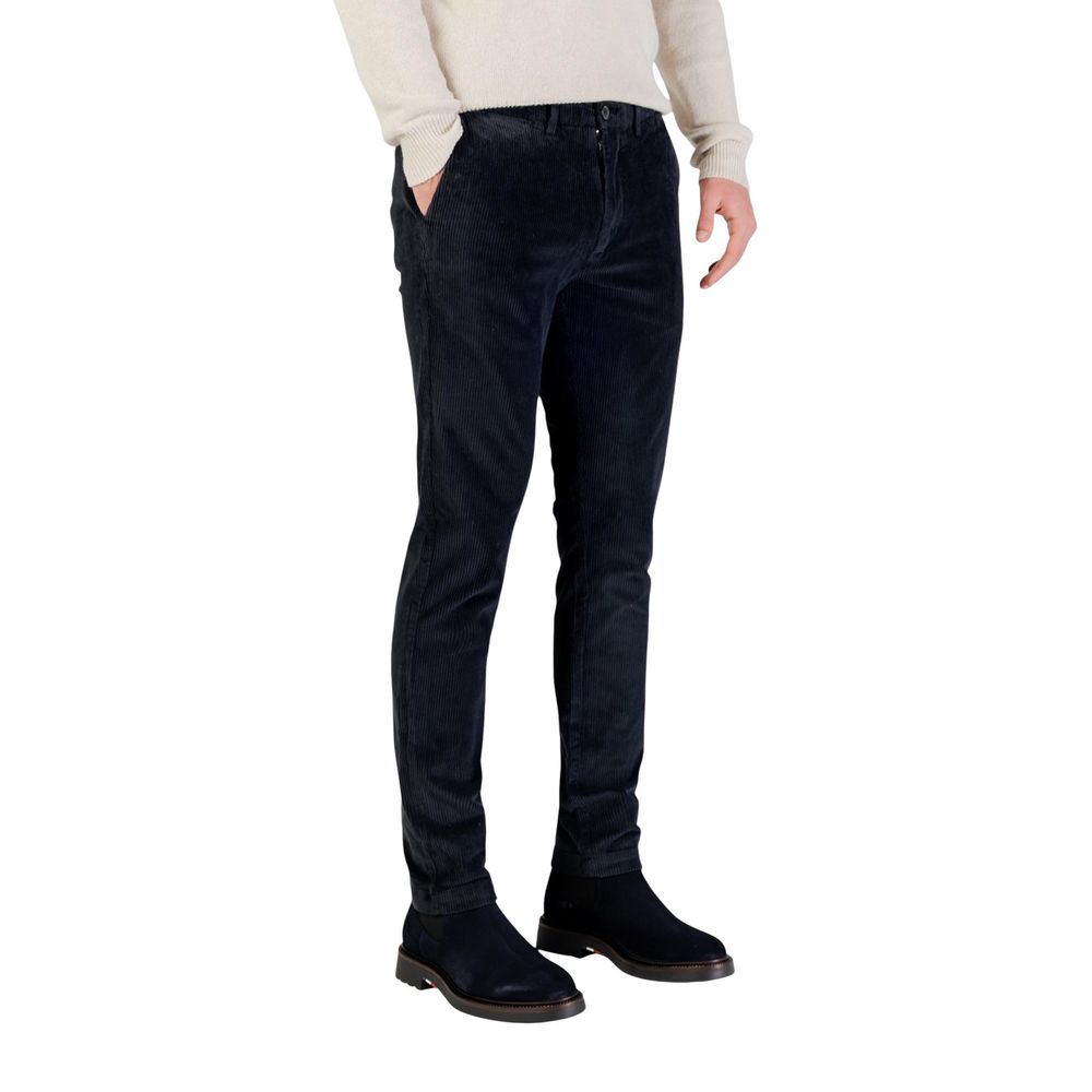 Trousers by Borghese for men in stretch cotton blue features a artisanal silhouette, showcasing a sophisticated slim with a long and for a artisanal finish.