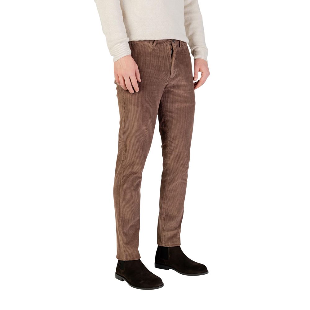 Trousers by Borghese for men in stretch cotton brown features an sartorial silhouette, showcasing a precise slim and long with a sartorial for a refined look.