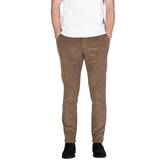 Trousers by Borghese for men in stretch cotton brown features a sculptural silhouette, showcasing a sculptural slim and long with a sophisticated for a sculptural finish.