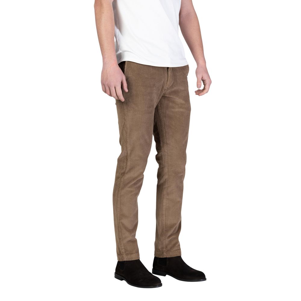Trousers by Borghese for men in stretch cotton brown features a tailored silhouette with a tailored slim, defined by its long and a sophisticated .