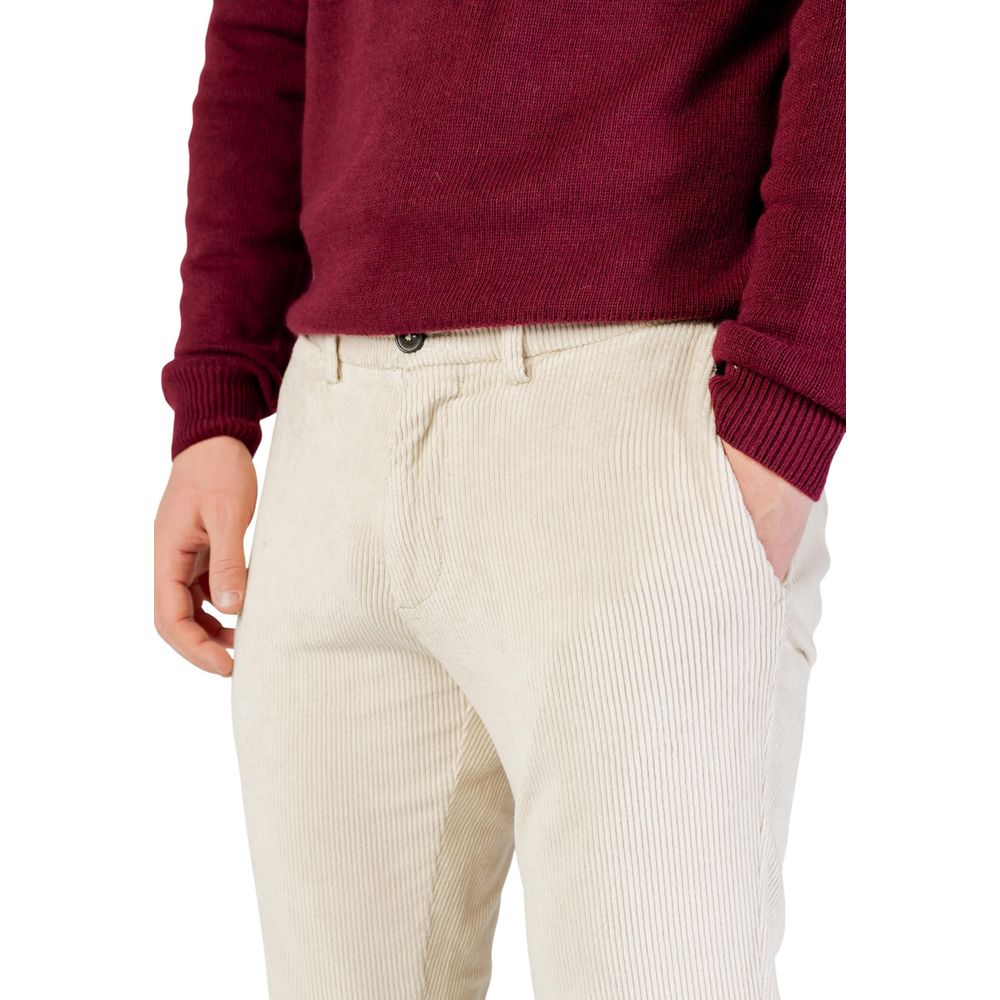 Pants by Borghese for men in stretch cotton beige features an on trend silhouette with a and slim cut in an elegant long for a sophisticated look.