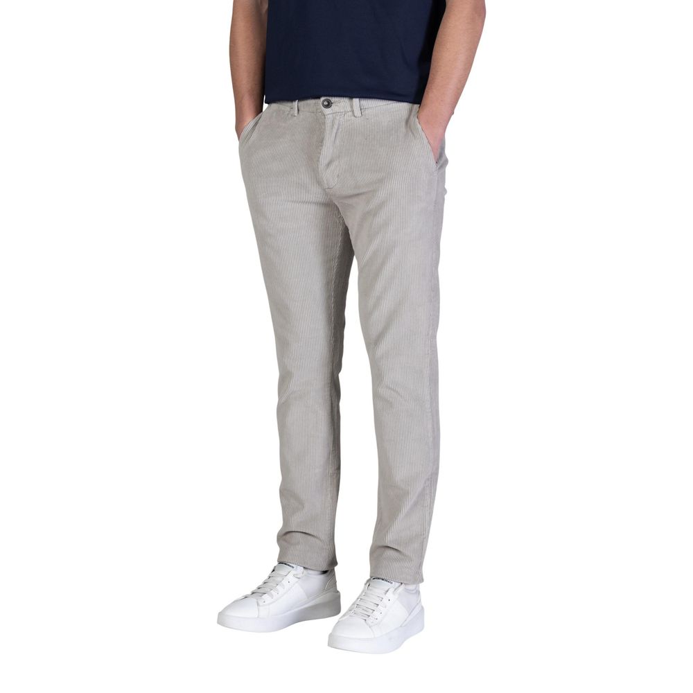 Trousers by Borghese for men in stretch cotton gray presents a smart silhouette, meticulously detailed with a smart slim, a smart long, and a smart .