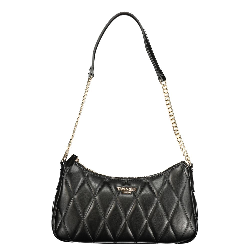 Shoulder Handbag by Twinset for women in polyurethane black features an refined silhouette, showcasing a secure zipper, ample cardholder, and versatile shoulder-strap & handle for a sophisticated refined aesthetic.