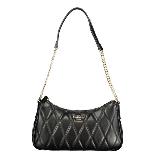 Shoulder Handbag by Twinset for women in polyurethane black features an refined silhouette, showcasing a secure zipper, ample cardholder, and versatile shoulder-strap & handle for a sophisticated refined aesthetic.