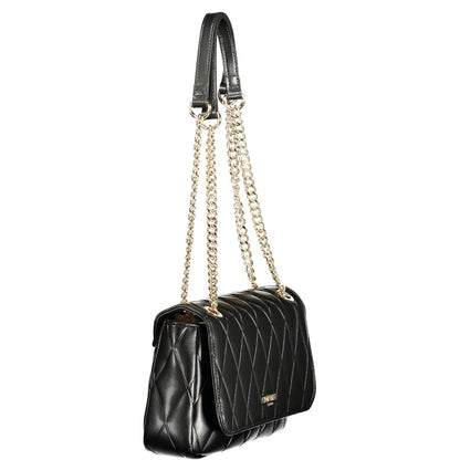 Handbag by Twinset for women in polyurethane black features a signature silhouette, showcasing a secure snap and signature cardholder with versatile handle for a sophisticated look.