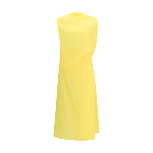 Dress by Jacquemus for women in polyamide & cotton bicolour showcases a striking silhouette, elegantly detailed with a sleeveless, refined asymmetric neckline, and a striking midi for a striking finish.