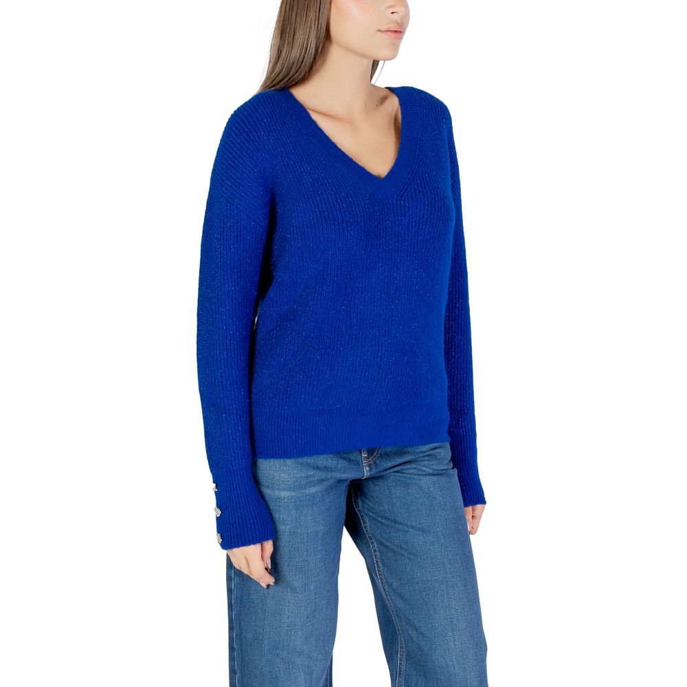 Sweatshirt by Morgan De Toi for women in stretch polyester & wool blue presents a smart casual silhouette, featuring a smart casual v-neck neckline and for a sophisticated look.