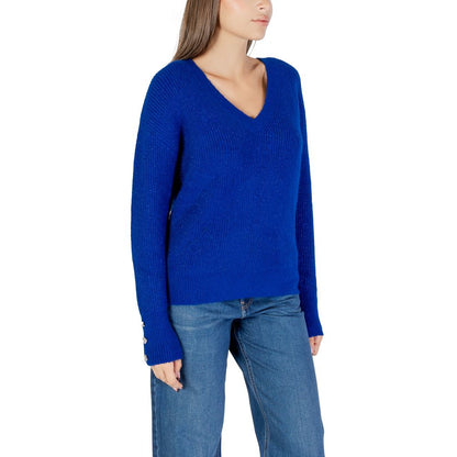 Sweatshirt by Morgan De Toi for women in stretch polyester & wool blue presents a smart casual silhouette, featuring a smart casual v-neck neckline and for a sophisticated look.