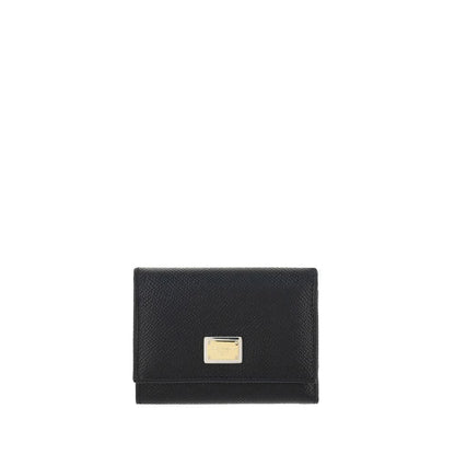 Cardholder Wallet by Dolce & Gabbana for women in bos taurus calfskin leather black showcases a discerning silhouette, artfully capturing the essence of Bos Taurus Calfskin Leather Cardholder Wallet with its functional card-organization.
