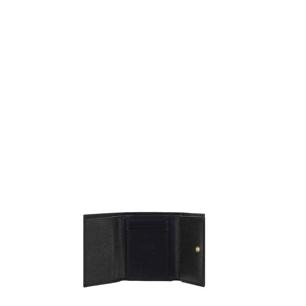 Cardholder Wallet by Dolce & Gabbana for women in bos taurus calfskin leather black presents a streamlined silhouette, showcasing the sophisticated design of the Bos Taurus Calfskin Leather Cardholder Wallet collection with functional card-organization.