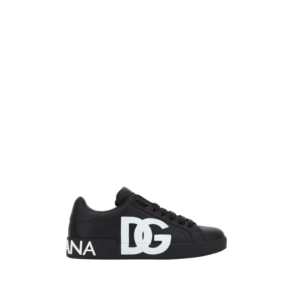 Sneakers by Dolce & Gabbana for men in bos taurus calfskin leather black, signature & monogram presents a sumptuous silhouette, artfully capturing the essence of the Men's Fashion Bos Taurus Calfskin Leather Sneakers with its sumptuous fashion style design.