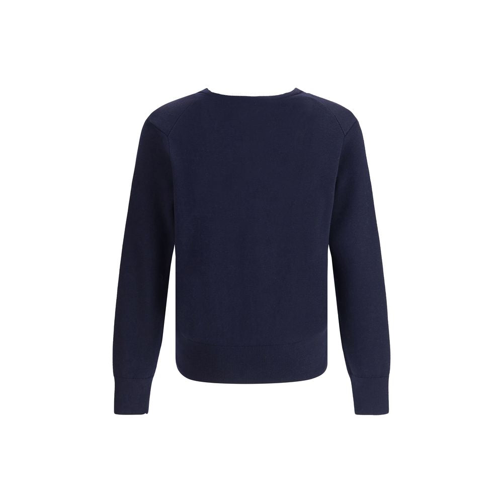 Ami Paris Men's Regular Fit Wool Cardigan - Blue Jacquard