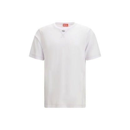 T-Shirt by Diesel for men in organic cotton black showcases a dramatic silhouette, elegantly detailed with a dramatic crew neckline and short-sleeve for a truly dramatic finish.