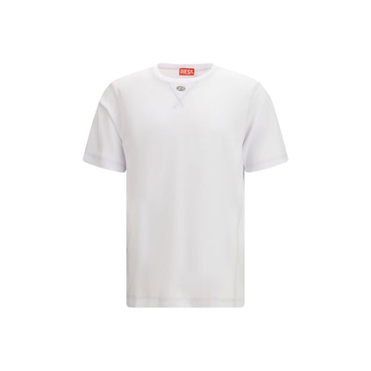 T-Shirt by Diesel for men in organic cotton black showcases a dramatic silhouette, elegantly detailed with a dramatic crew neckline and short-sleeve for a truly dramatic finish.