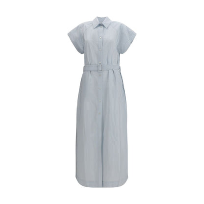 Dress by Jacob Cohen for women in cupro & cotton blue, copper, patterned & pinstripe features an eye catching silhouette with a sophisticated , elegant , and a refined long for a eye catching aesthetic.