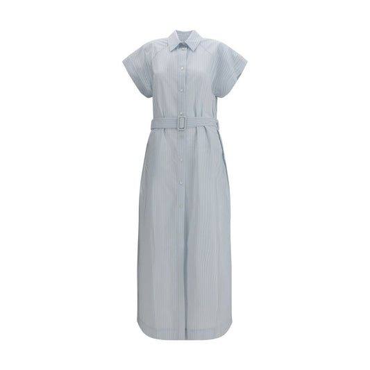 Dress by Jacob Cohen for women in cupro & cotton blue, copper, patterned & pinstripe features an eye catching silhouette with a sophisticated , elegant , and a refined long for a eye catching aesthetic.