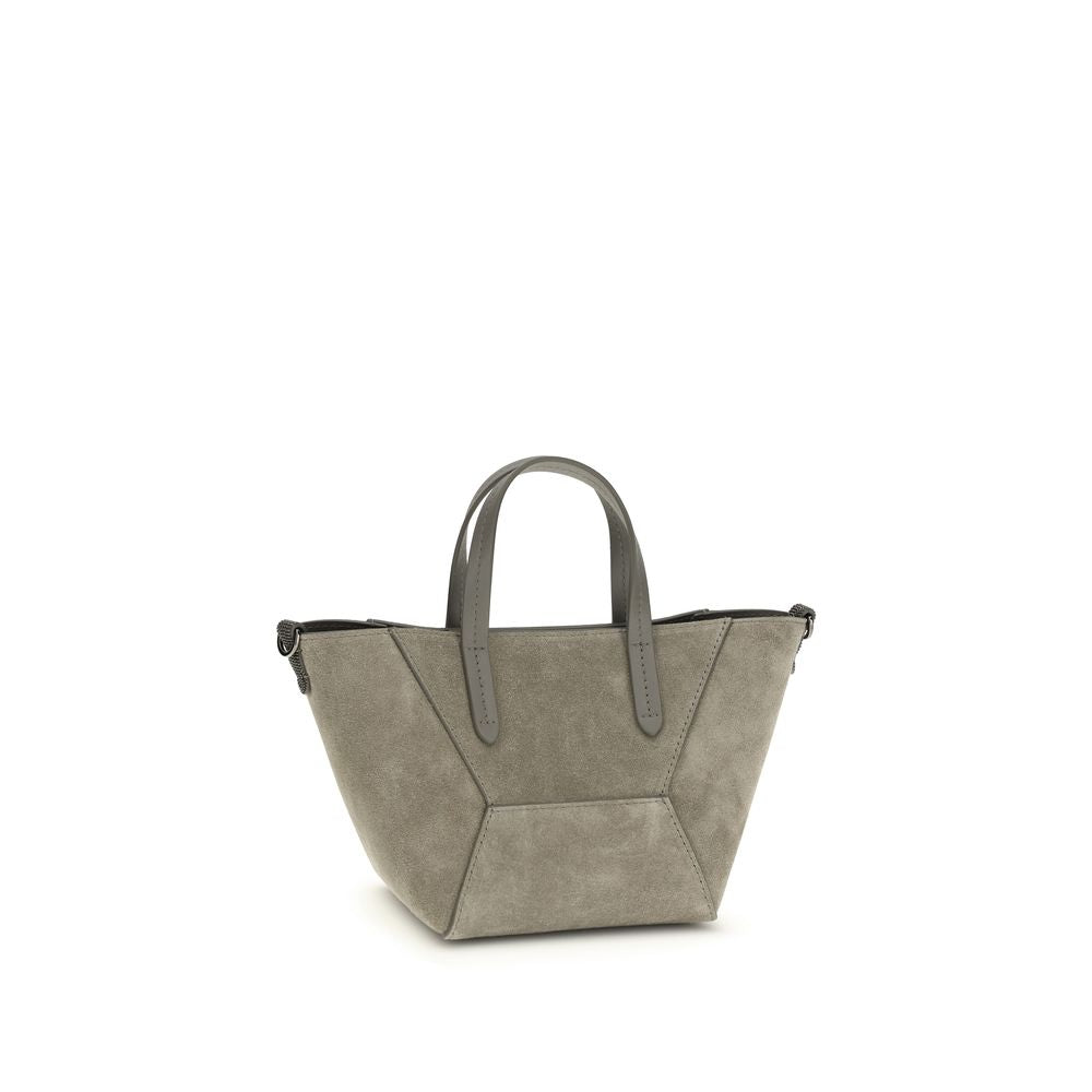 Shoulder Bag by Brunello Cucinelli for women in bos taurus calf suede leather brown, signature & monogram features a distinguished silhouette, showcasing a secure magnetic & button and distinguished single-compartment with versatile shoulder-strap, handle & adjustable-strap for a distinguished finish.