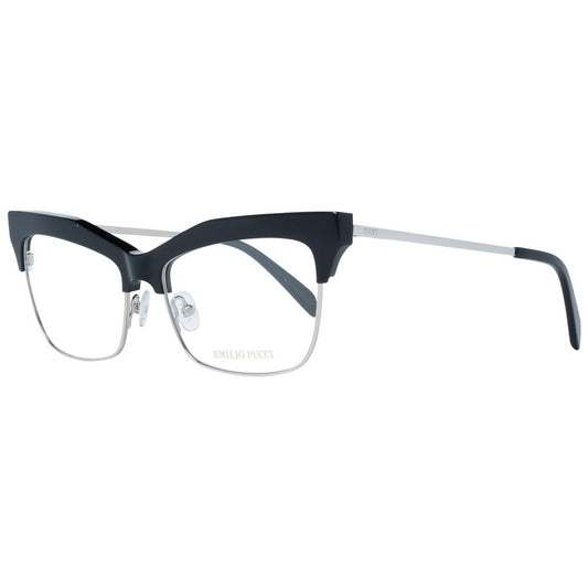 Eyeglasses Frames by Emilio Pucci for women in black features a refined silhouette, showcasing a refined black coloured frame and full-frame frame design for a sophisticated, premium look.