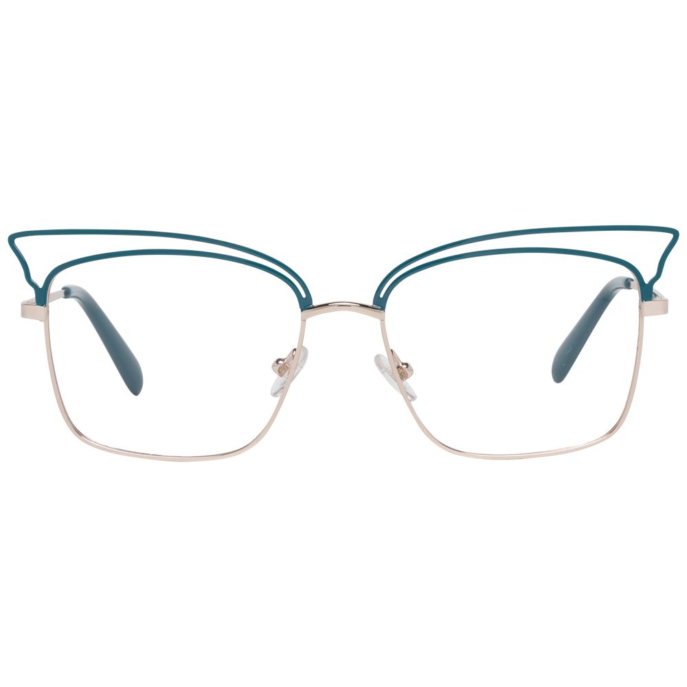 Eyeglasses Frames by Emilio Pucci for women in metal and turquoise showcases an refined full-frame frame design featuring a sophisticated turquoise coloured frame for an refined and refined aesthetic.