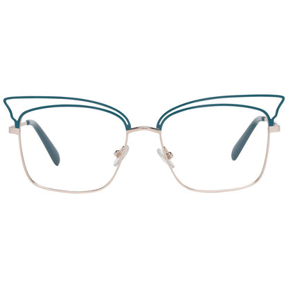 Eyeglasses Frames by Emilio Pucci for women in metal and turquoise showcases an refined full-frame frame design featuring a sophisticated turquoise coloured frame for an refined and refined aesthetic.