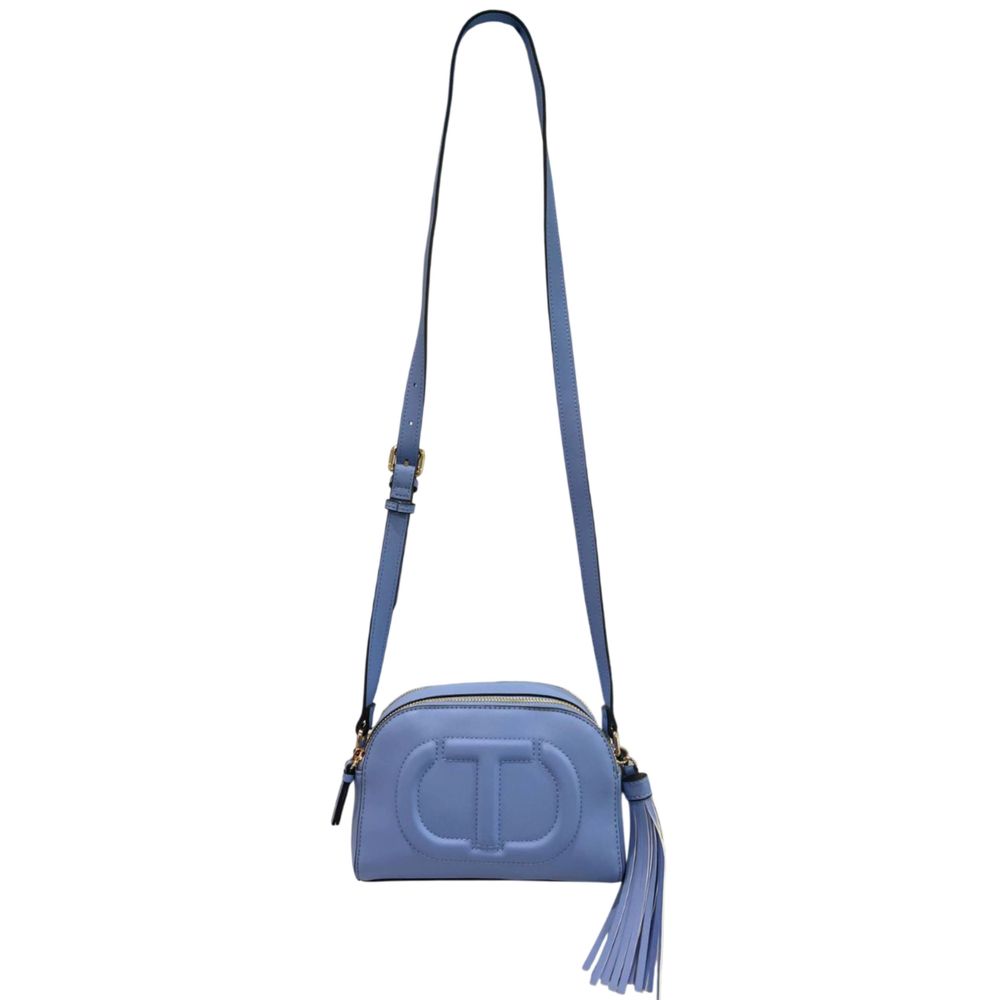 Crossbody Handbag by Twinset for women in polyurethane blue, gold & signature showcases a versatile sophistication silhouette, featuring a secure zipper, versatile sophistication built-in-compartments, and versatile crossbody-strap, shoulder-strap & adjustable-strap for a versatile sophistication finish.