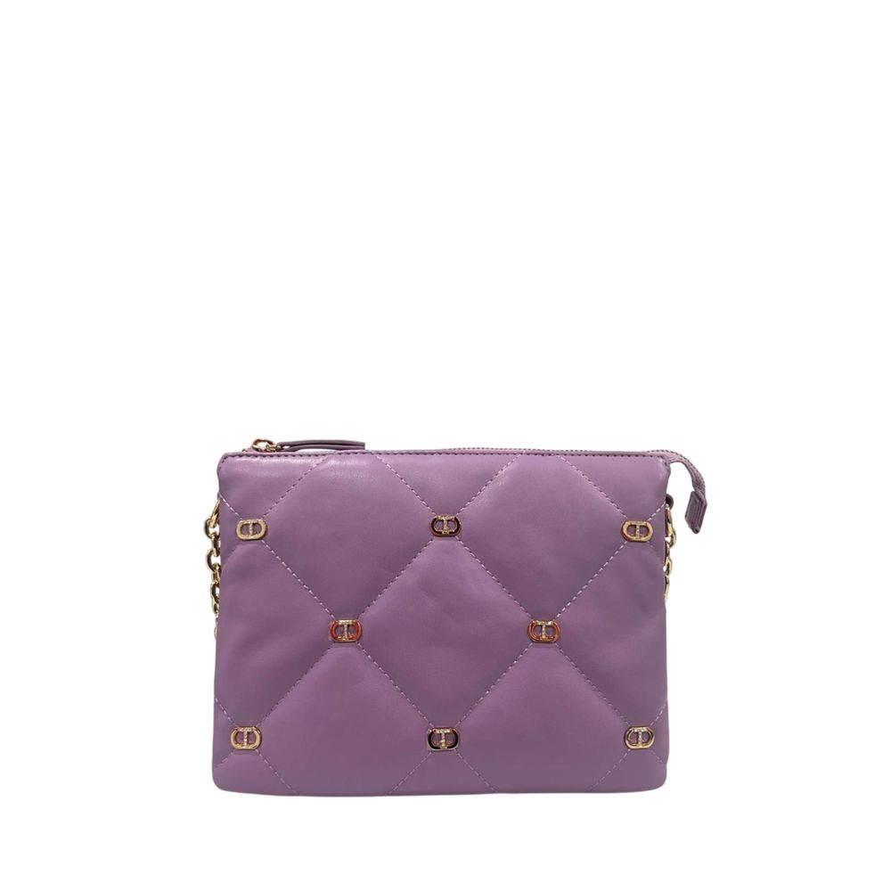 2-in-1 Shoulder & Crossbody Handbag by Twinset for women in polyurethane faux leather gold, multicolor & purple features a multifaceted silhouette, showcasing a secure zipper and multifaceted built-in-compartments with versatile crossbody-strap & shoulder-strap for multifaceted style.