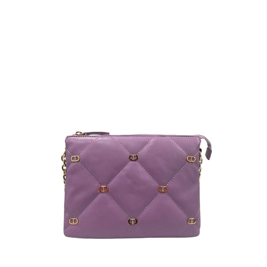 2-in-1 Shoulder & Crossbody Handbag by Twinset for women in polyurethane faux leather gold, multicolor & purple features a multifaceted silhouette, showcasing a secure zipper and multifaceted built-in-compartments with versatile crossbody-strap & shoulder-strap for multifaceted style.