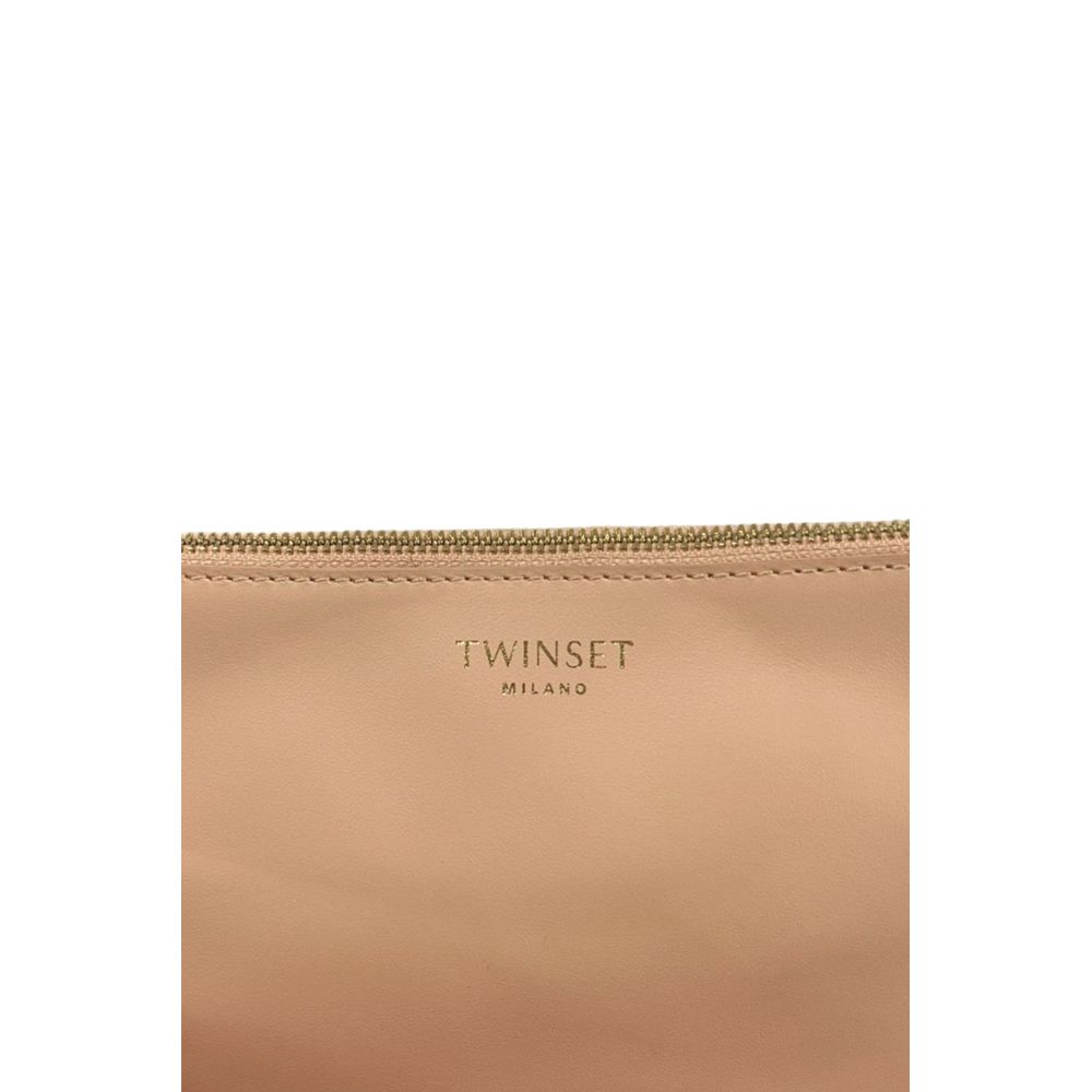 Evening Clutch Handbag by Twinset for women in polyurethane multicolor & pink features a statuesque silhouette, showcasing a secure zipper and organized with versatile for statuesque evening wear.