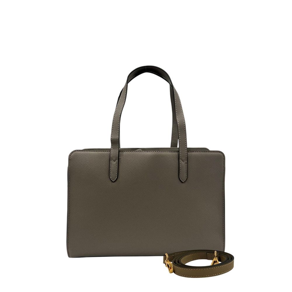 Shoulder Clutch Handbag by Twinset for women in polyurethane gray & gold features a architectural silhouette, showcasing a secure zipper, ample built-in-compartments, and versatile shoulder-strap & adjustable-strap for a architectural finish.