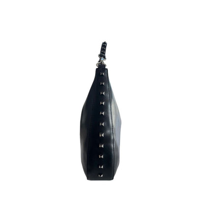 Shoulder Clutch Handbag by Twinset for women in polyurethane black & silver features a architectural silhouette, showcasing a secure zipper, ample built-in-compartments, and versatile shoulder-strap for a architectural finish.