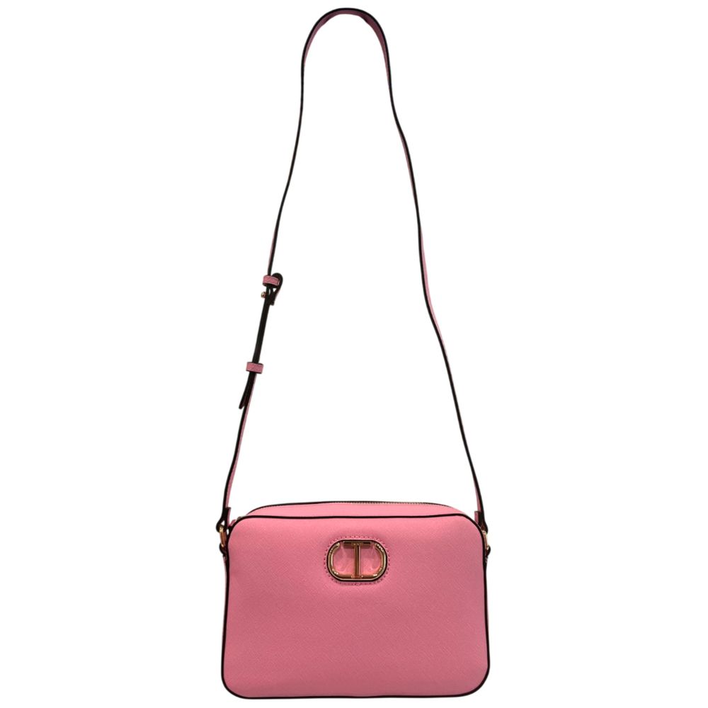 Crossbody Handbag by Twinset for women in polyurethane multicolor & pink features a multifaceted silhouette, showcasing a secure zipper and multifaceted built-in-compartments with versatile crossbody-strap, shoulder-strap & adjustable-strap for multifaceted style.