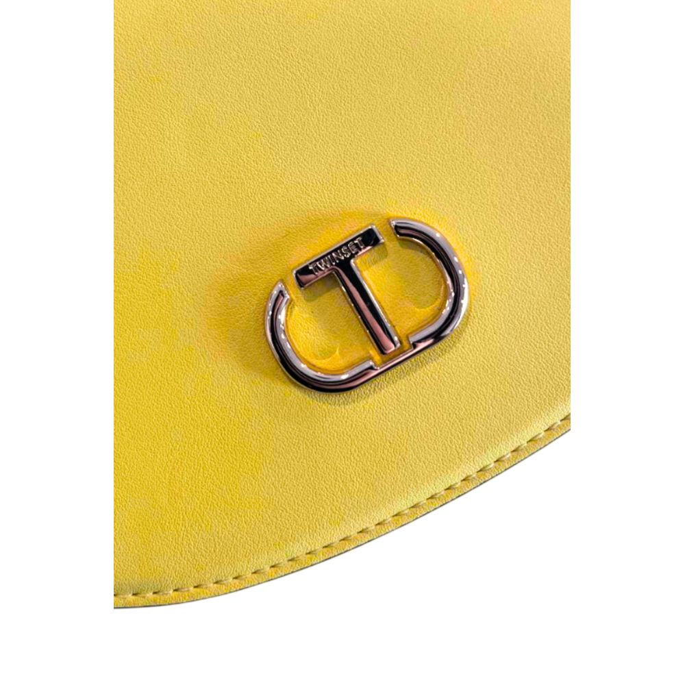 Crossbody Flap Handbag by Twinset for women in polyethylene bicolour & gold features a versatile chic silhouette, meticulously detailed with a secure flap, magnetic & button, ample built-in-compartments, and versatile crossbody-strap, shoulder-strap & adjustable-strap.