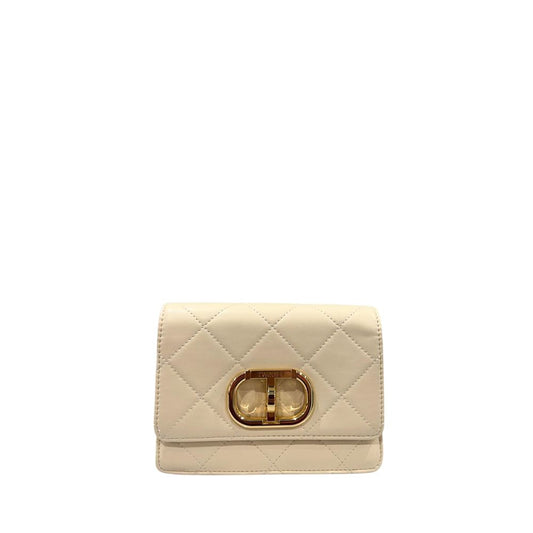 Mini 2-in-1 Shoulder & Crossbody Handbag by Twinset for women in polyurethane beige & gold features an versatile silhouette, showcasing a secure turn-lock and versatile with versatile crossbody-strap & shoulder-strap for a versatile finish.