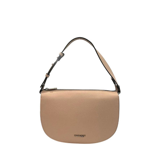 Shoulder Clutch Handbag by Twinset for women in polyester & polyurethane multicolor, pink & silver showcases a sculptural silhouette, featuring a secure zipper, ample built-in-compartments, and versatile shoulder-strap & adjustable-strap for a sculptural aesthetic.