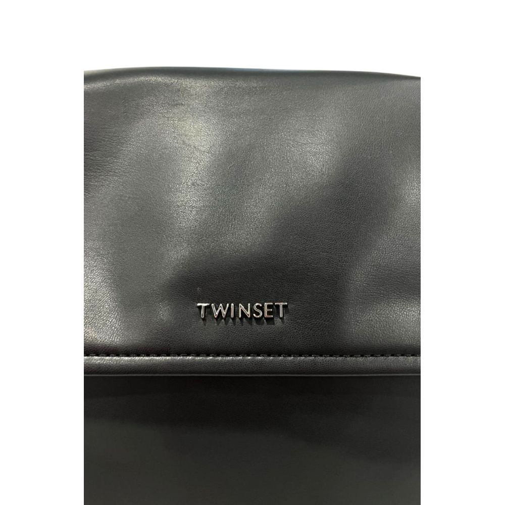 Shoulder Flap Bag by Twinset for women in polyurethane black, silver & white features a effortless sophistication silhouette, secured by a flap, magnetic & button with ample built-in-compartments and versatile shoulder-strap & adjustable-strap for a effortless sophistication finish.