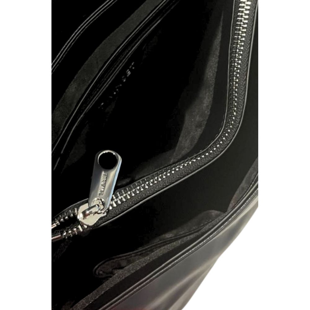Shoulder Flap Bag by Twinset for women in polyurethane black, silver & white features a statuesque silhouette, showcasing a secure flap, magnetic & button and statuesque built-in-compartments with versatile shoulder-strap & adjustable-strap for a statuesque finish.