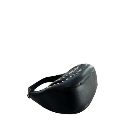 Shoulder Clutch Handbag by Twinset for women in polyurethane black & silver features a sculptural silhouette with a secure zipper, ample built-in-compartments, and versatile shoulder-strap for a sculptural finish.