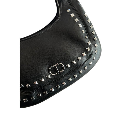 Shoulder Clutch Handbag by Twinset for women in polyurethane black & silver features a architectural silhouette, showcasing a secure zipper, ample built-in-compartments, and versatile shoulder-strap for a architectural finish.