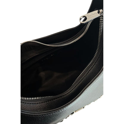 Shoulder Clutch Handbag by Twinset for women in polyurethane black & silver showcases a sculptural silhouette, featuring a secure zipper, ample built-in-compartments, and versatile shoulder-strap for a sculptural finish.